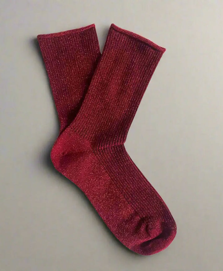 Glitzer Socken Lyocell - Kirschrot