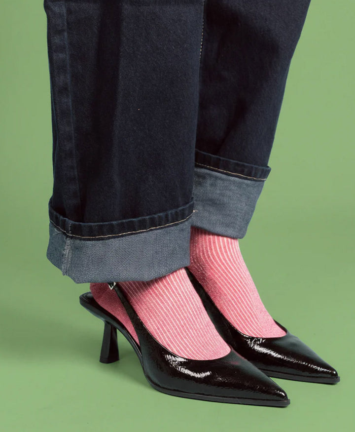 Glitzer Socken Lyocell - Beerenrot