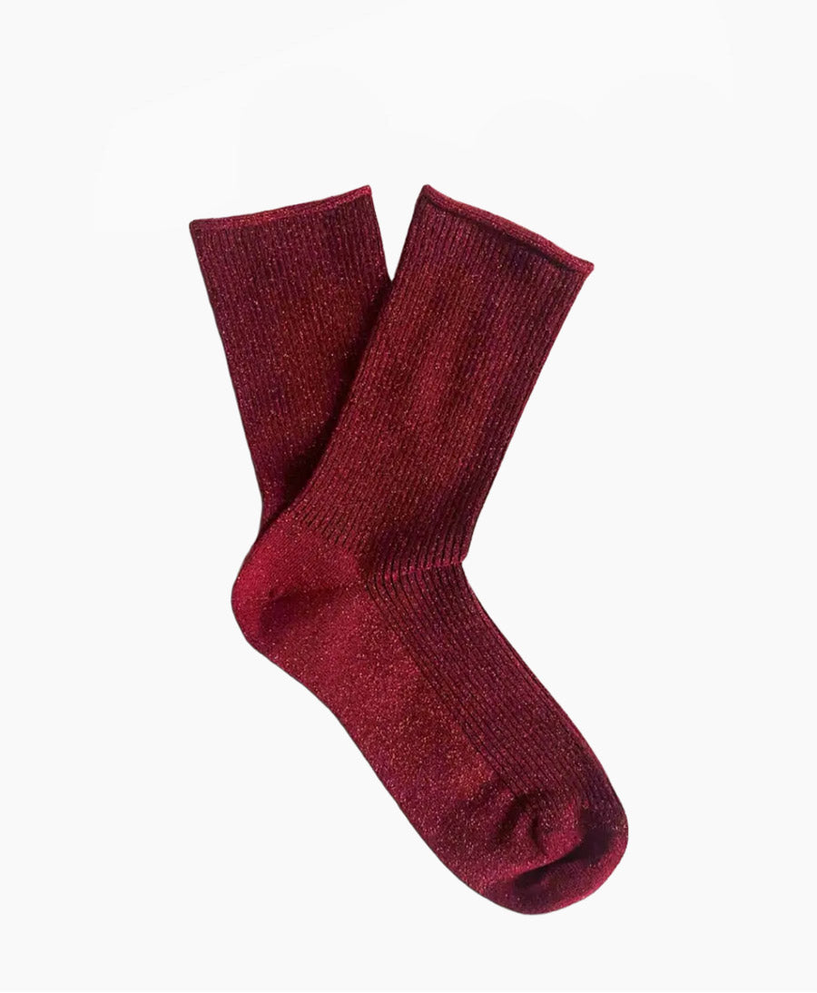 Glitzer Socken Lyocell - Kirschrot