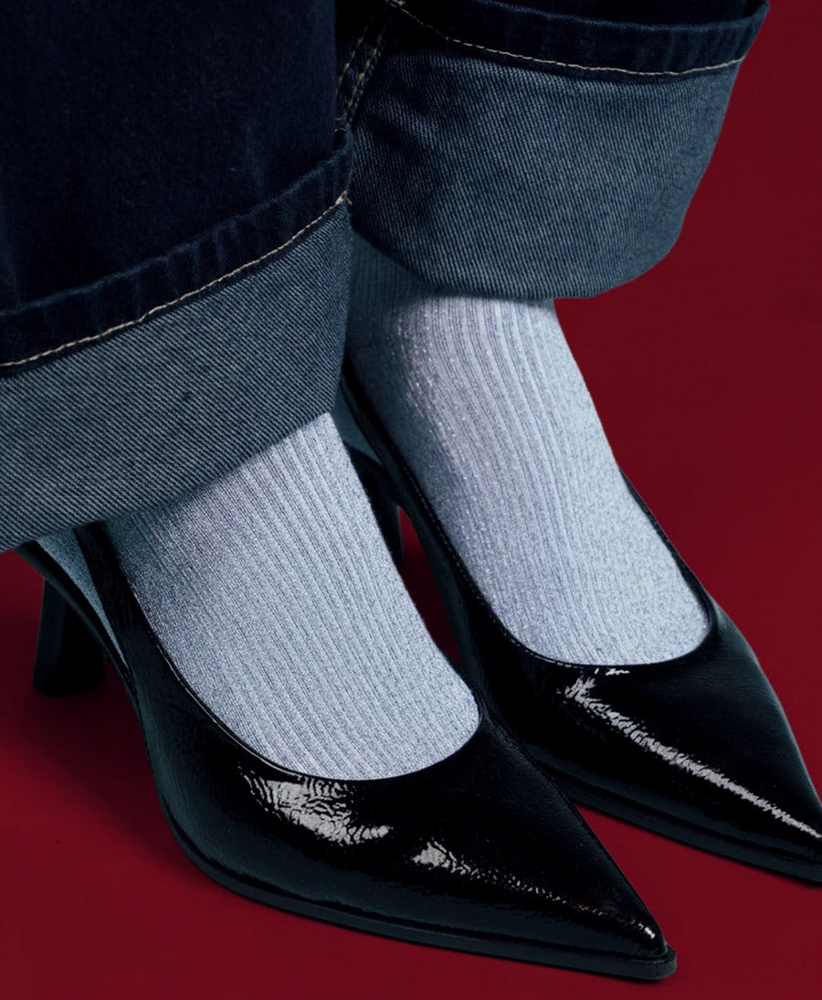 Glitzer Socken Lyocell - Himmelblau