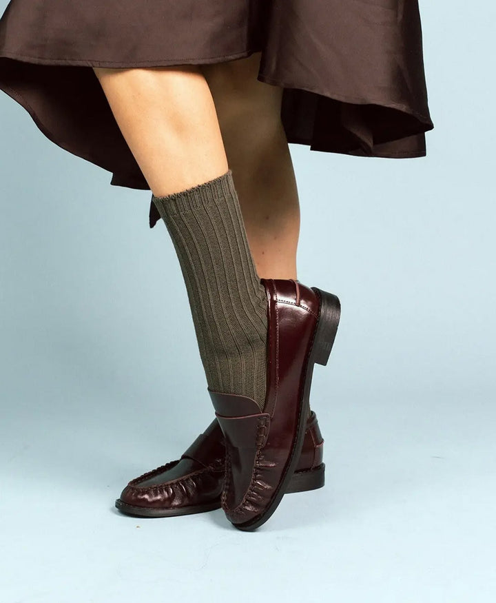 Socken Bio-Baumwolle - Rippenmuster - Dunkelgrün