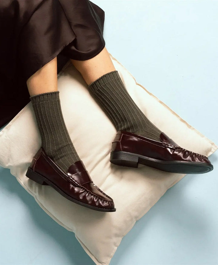 Socken Bio-Baumwolle - Rippenmuster - Dunkelgrün