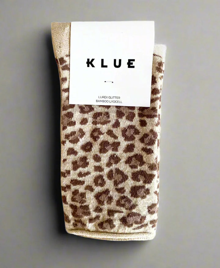Glitzer Socken Lyocell - Leopard Beige