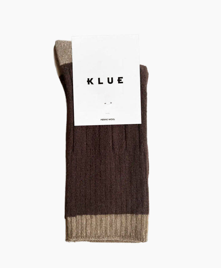 Socken Merinowolle mit Streifen - Dunkelbraun / Hellbraun