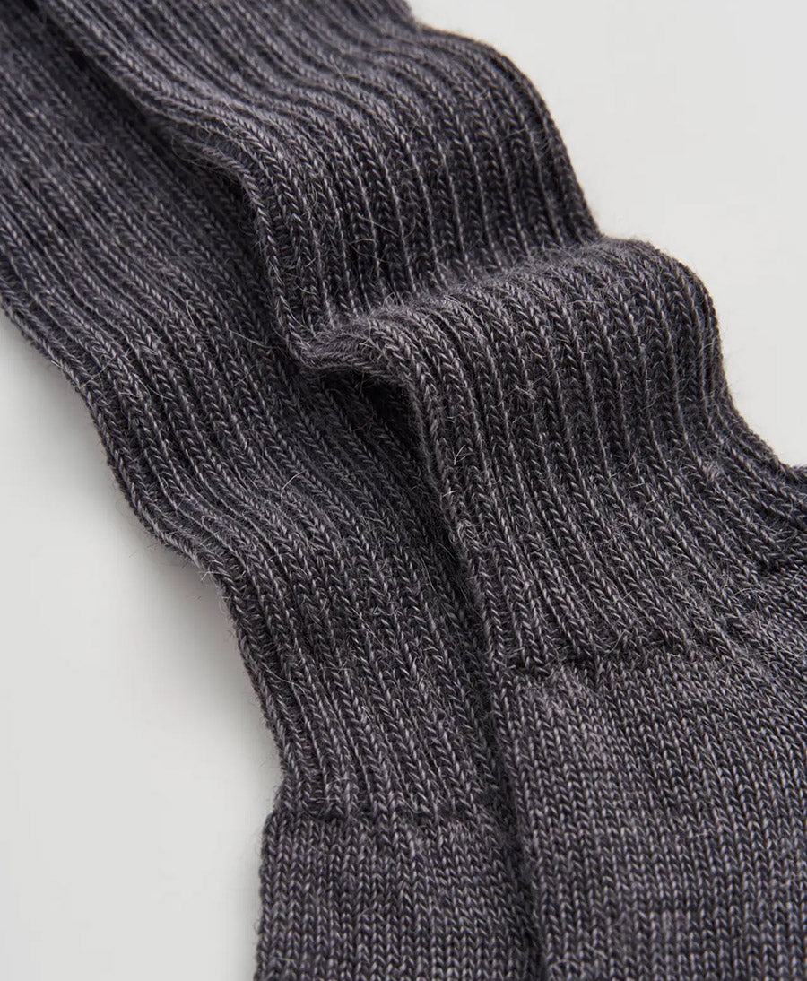 Mohair Socken - Gerippt - Anthrazit