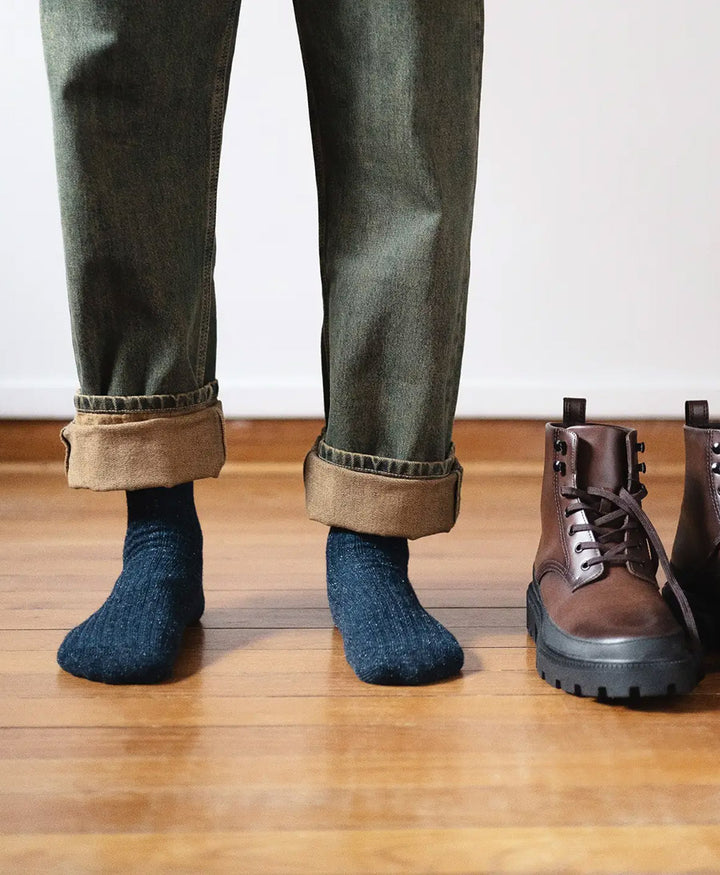 Socken Seide & Wolle - Dunkelblau
