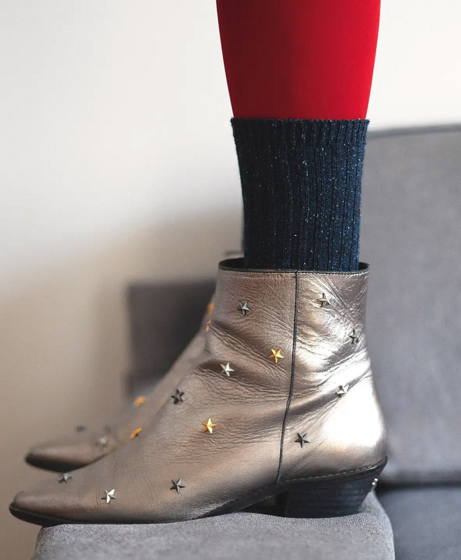Socken Seide & Wolle - Dunkelblau