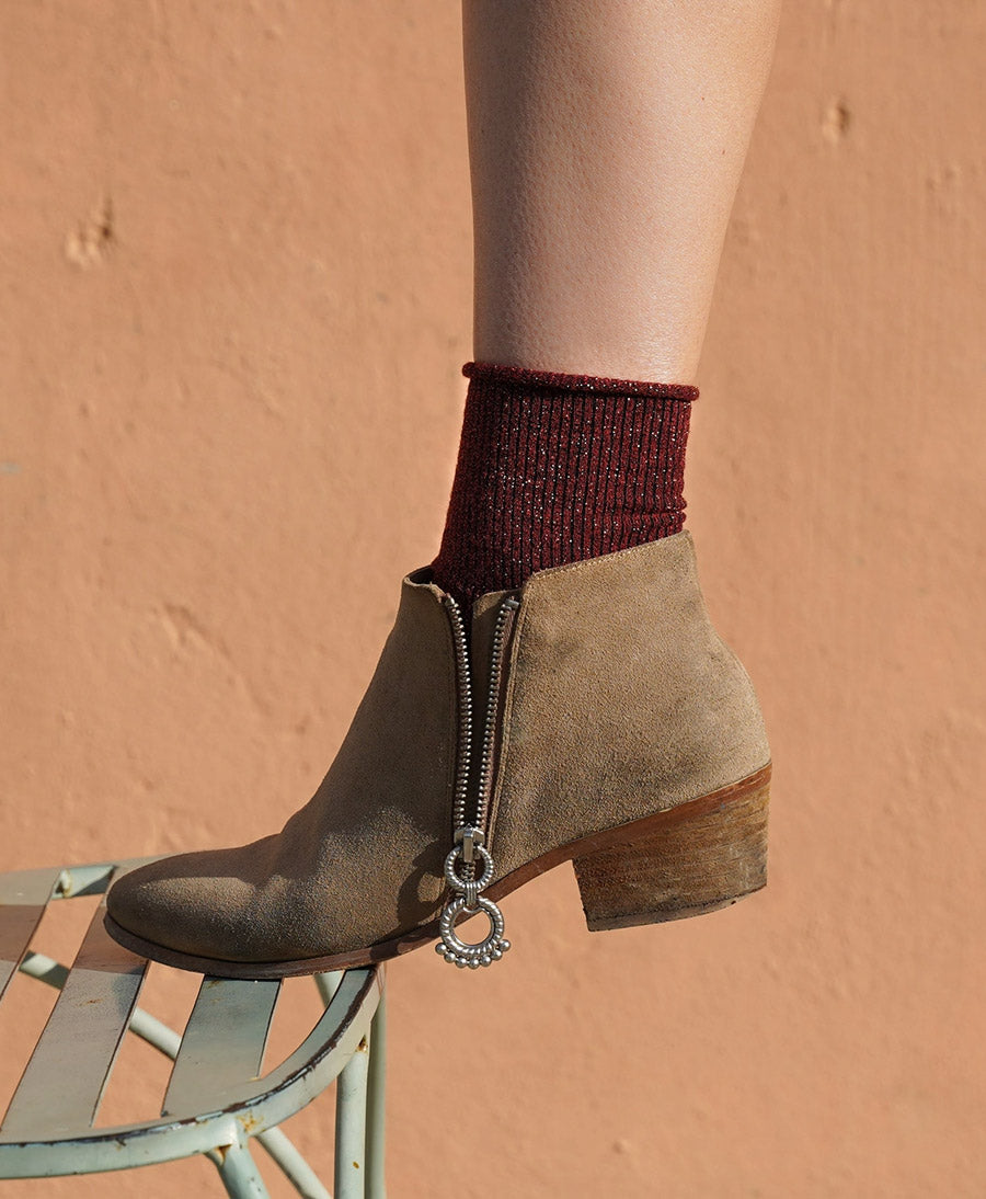 Glitzer Socken Lyocell - Rot