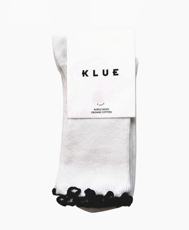 Rüschen Socken - Bio-Baumwolle - Weiss / Schwarz