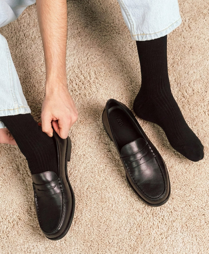 Socken Bio-Baumwolle - Feine Streifen - Schwarz