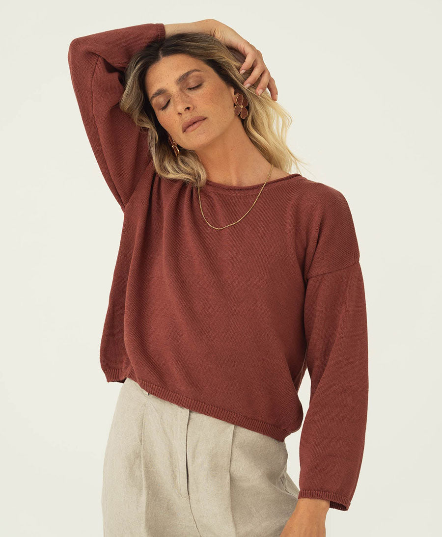 Strickpullover Sofie aus Baumwolle - Rosenholz