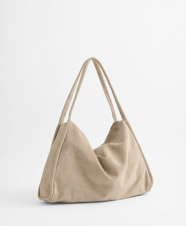 Grosse Schultertasche SOL - Leder, Travertine Suede