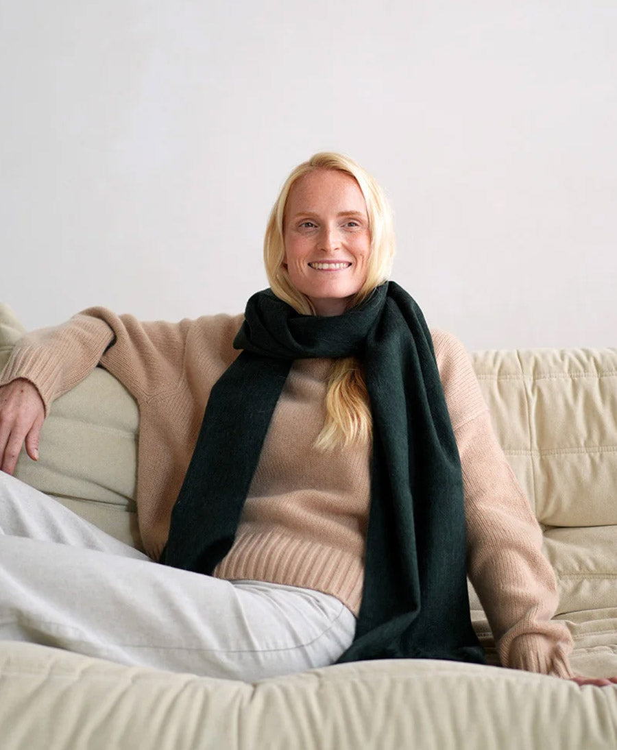 Halstuch Alpaka Schal Slim - Solid Emerald Green