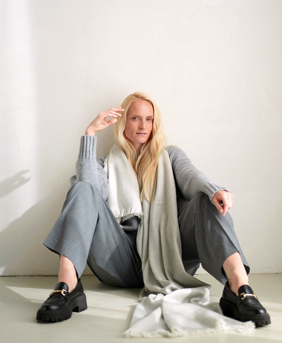 Halstuch Alpaka Schal - Solid White Canvas