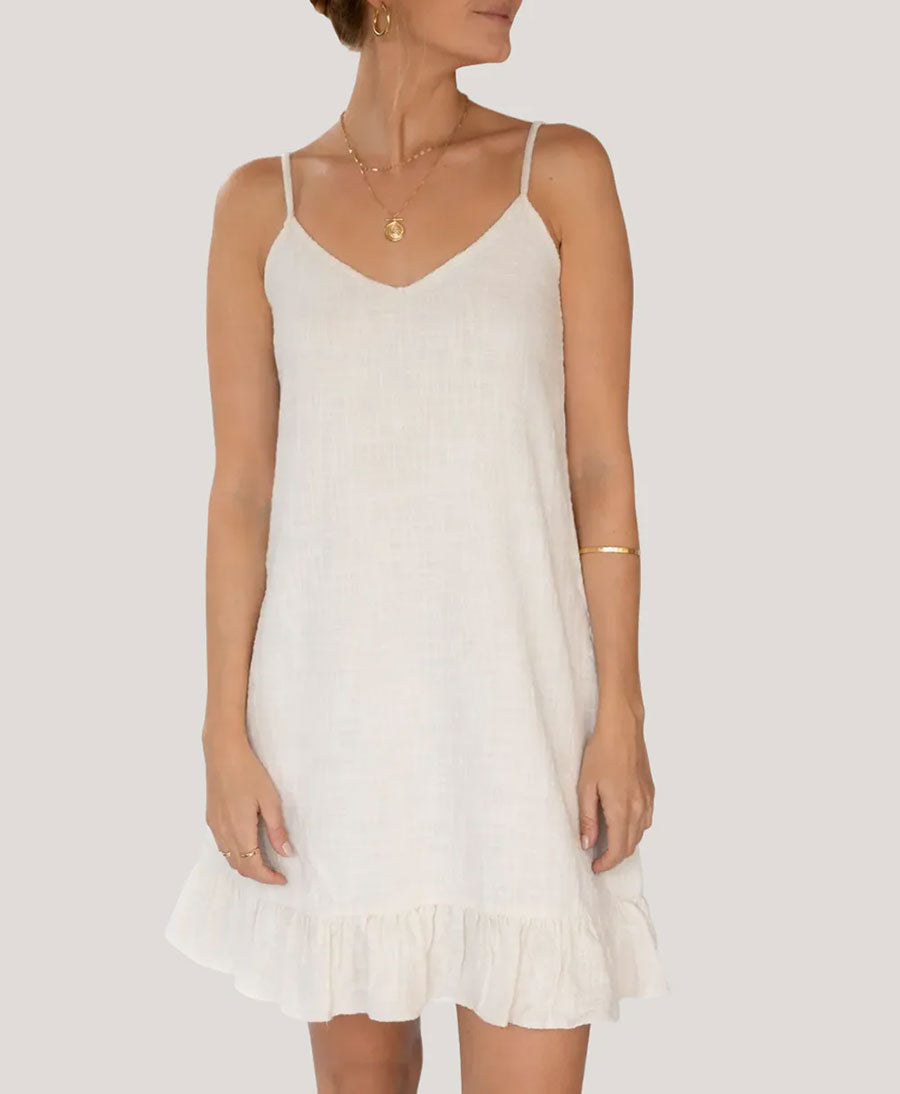 Kurzes Kleid Mini Dress aus Bio-Baumwolle - Ecru