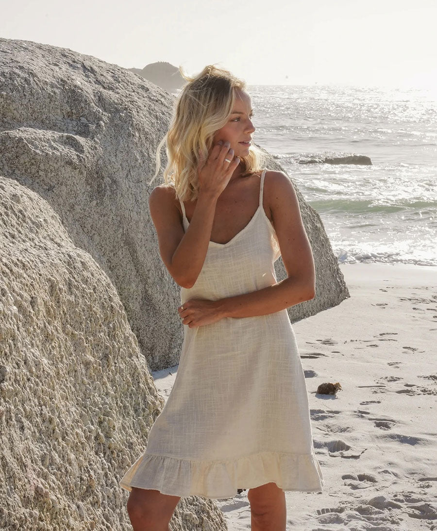Kurzes Kleid Mini Dress aus Bio-Baumwolle - Ecru