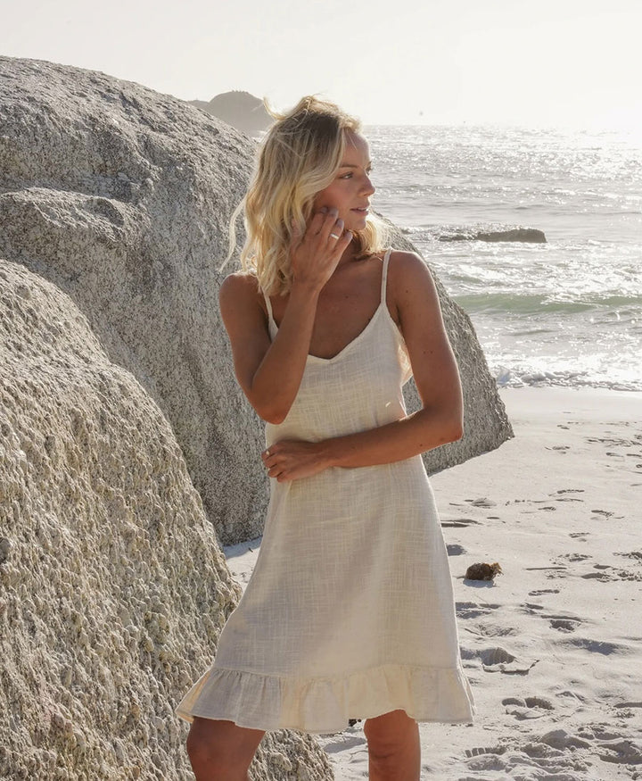 Kurzes Kleid Mini Dress aus Bio-Baumwolle - Ecru