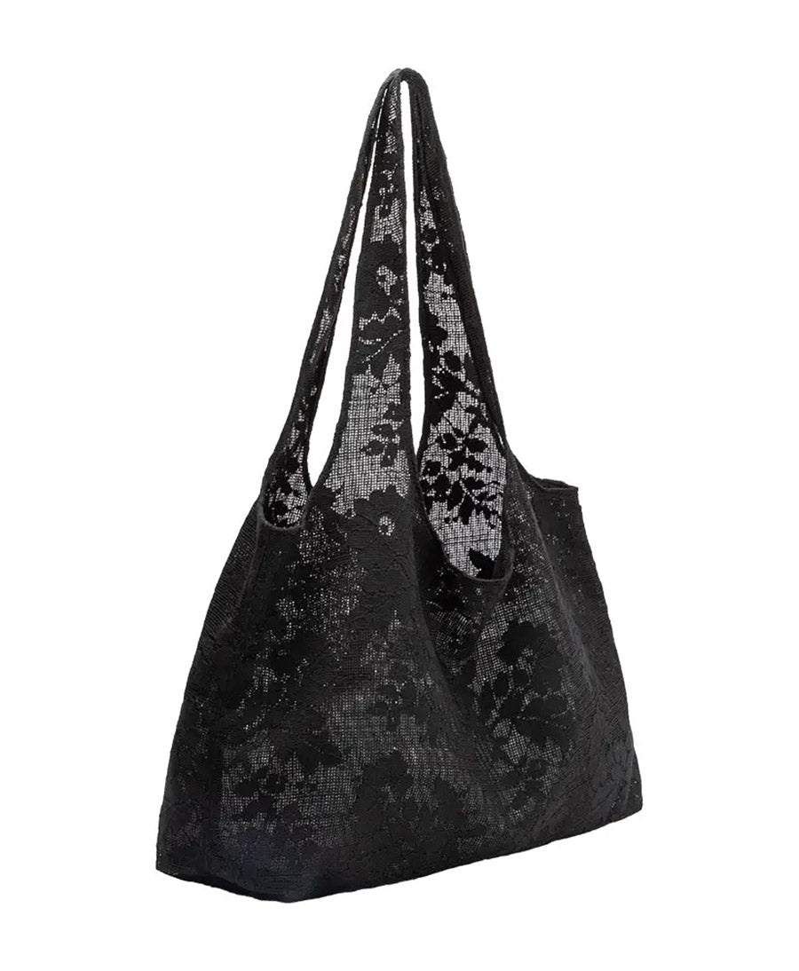 Stofftasche Spitze LACE aus Baumwolle - Schwarz