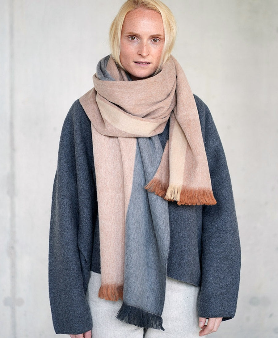 Halstuch Alpaka Schal - Karo - Caramel Clay