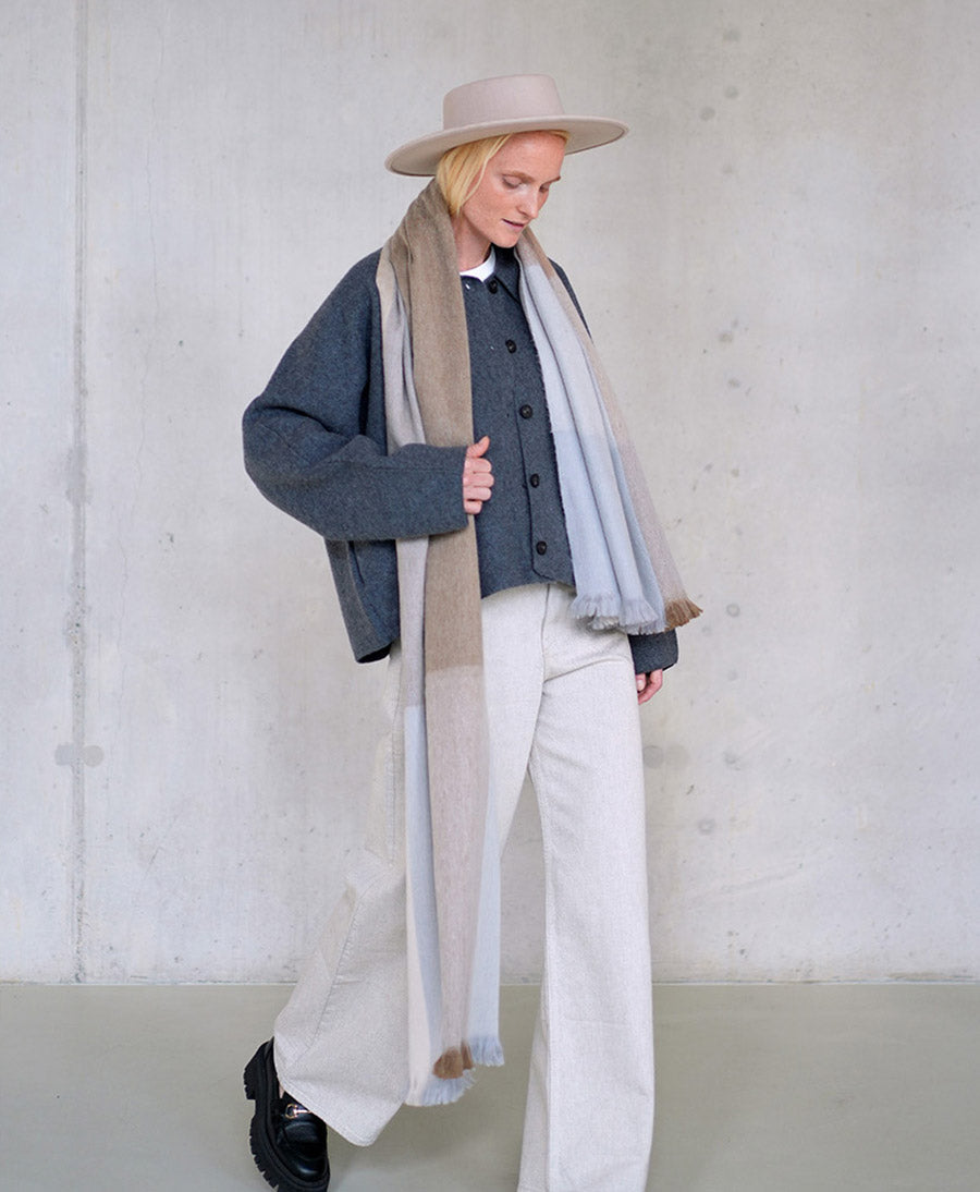 Halstuch Alpaka Schal - Karo - Riverstone