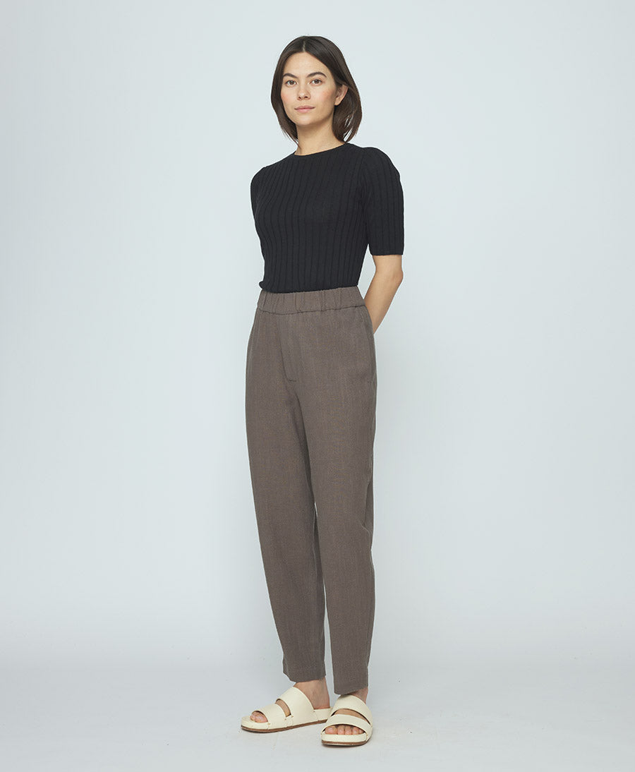 Stoffhose Signature Elastic Pull-Up Trouser - Olivbraun