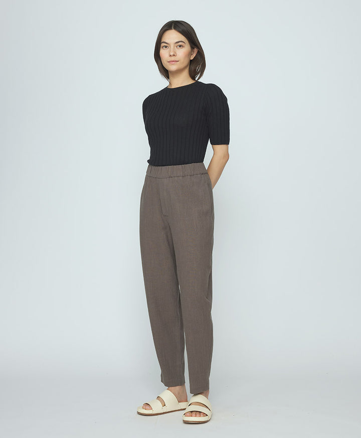 Stoffhose Signature Elastic Pull-Up Trouser - Olivbraun