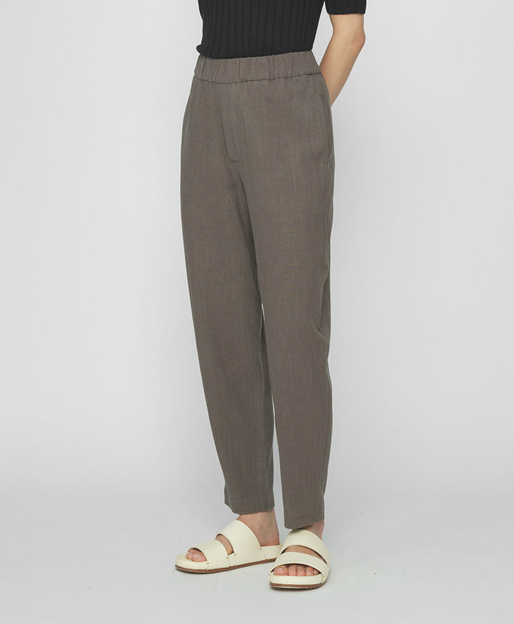 Stoffhose Signature Elastic Pull-Up Trouser - Olivbraun