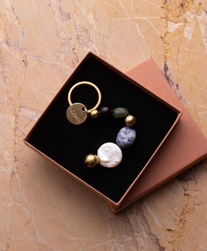 Schlüsselanhänger / Taschenanhänger aus Steinen JAMILA - Pacific