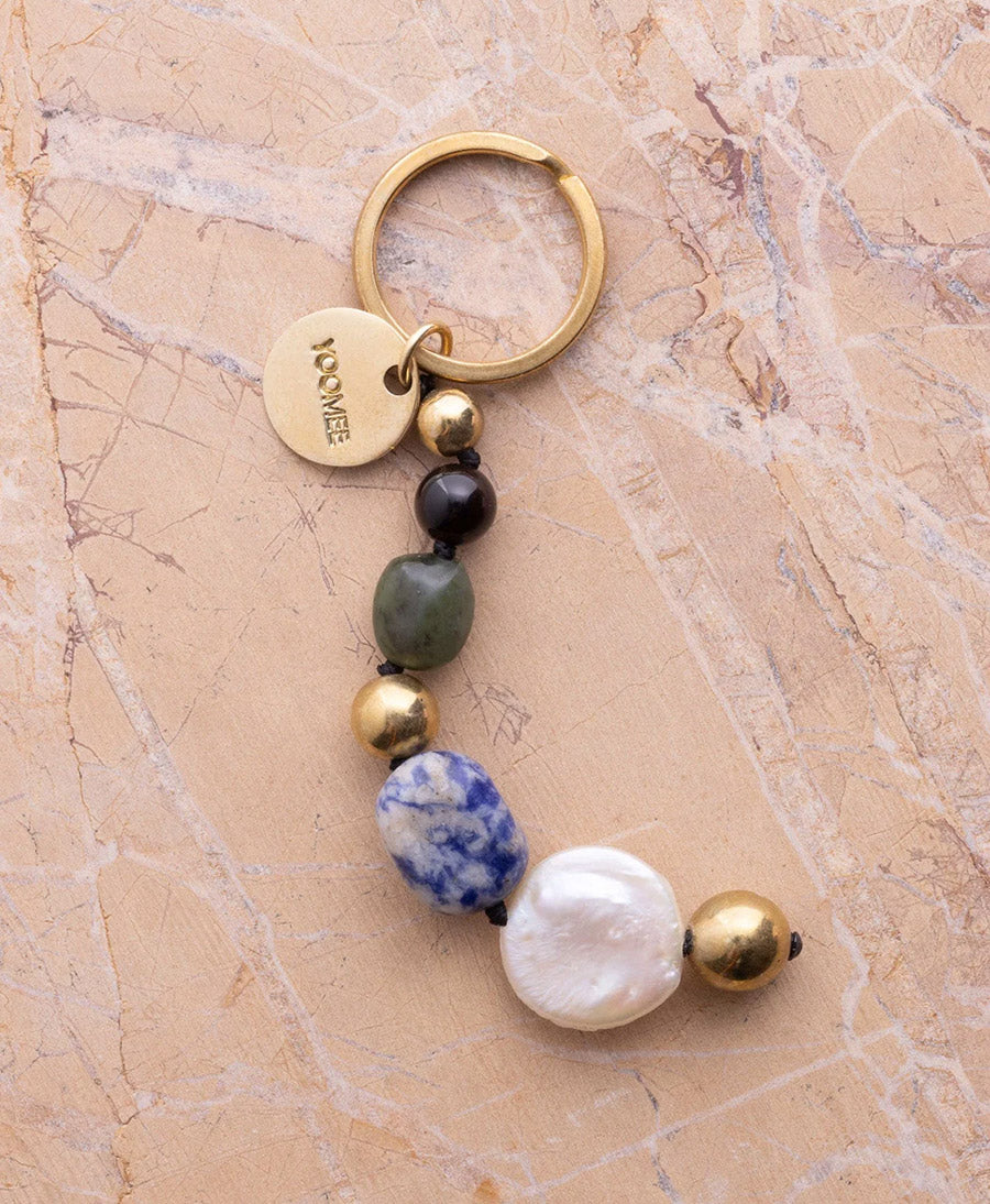 Schlüsselanhänger / Taschenanhänger aus Steinen JAMILA - Pacific