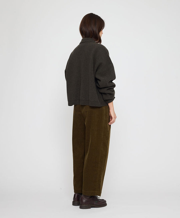 Strickcardigan Collared Cropped Cardigan - Olivbraun
