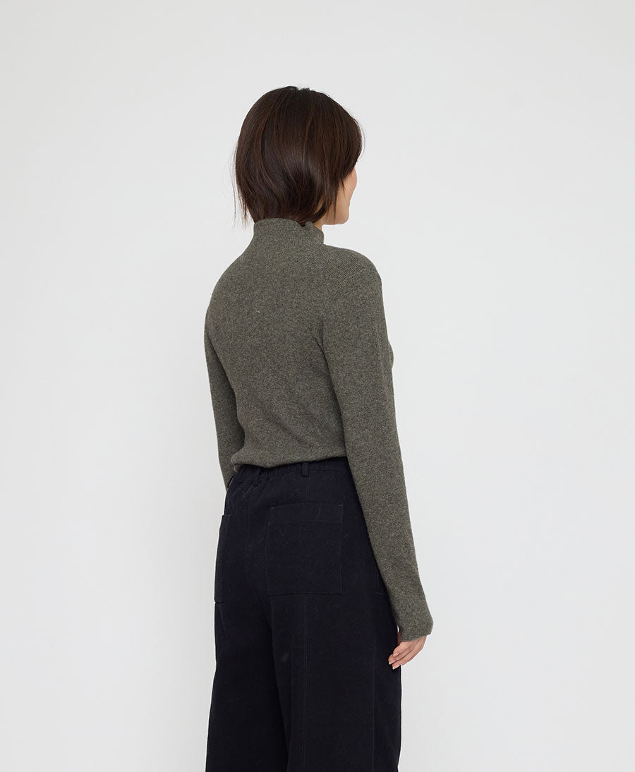 Strickpullover Yak Mock-Neck - Sage Gray
