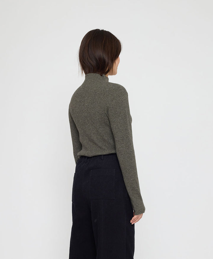 Strickpullover Yak Mock-Neck - Sage Gray