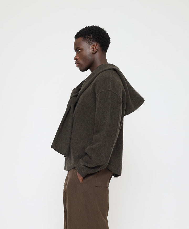 Schal mit Kapuze "Hooded Scarf" - Olivbraun