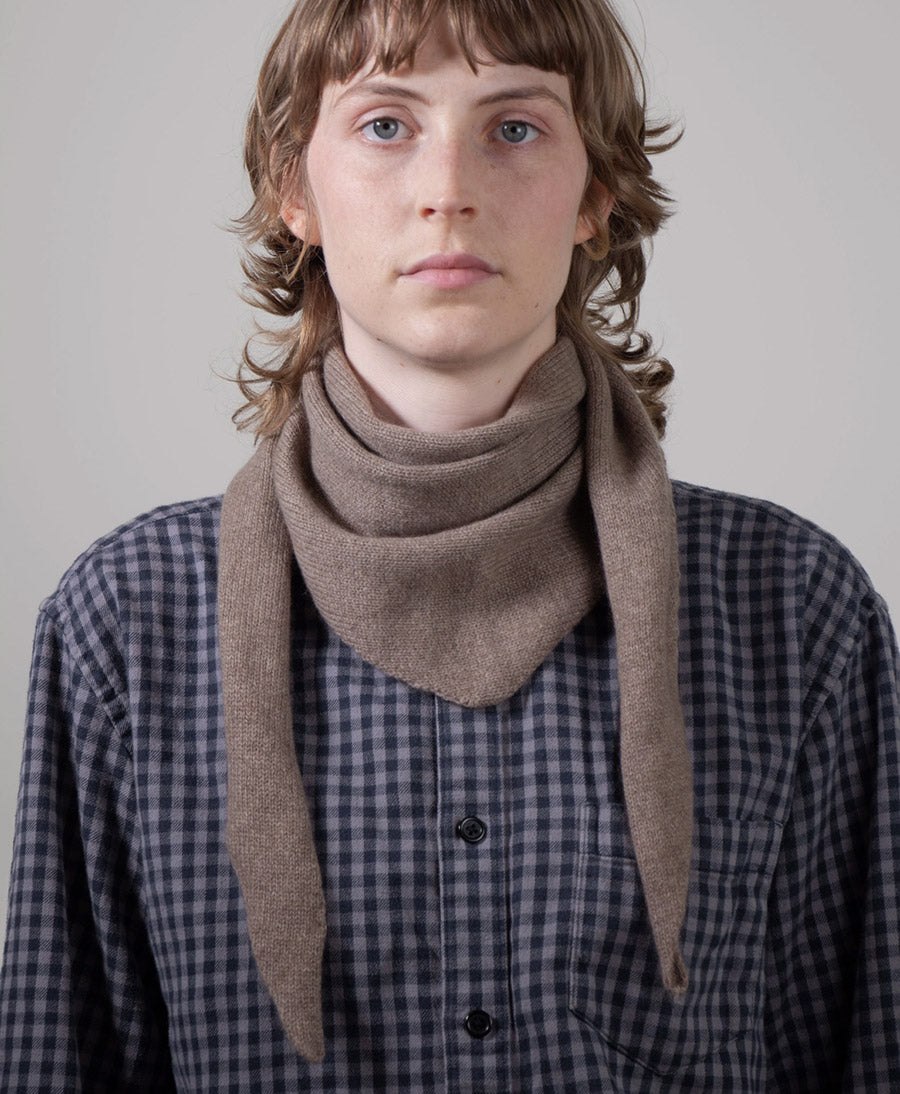 Triangel-Strickschal / Bandana aus Kaschmir - Taupe