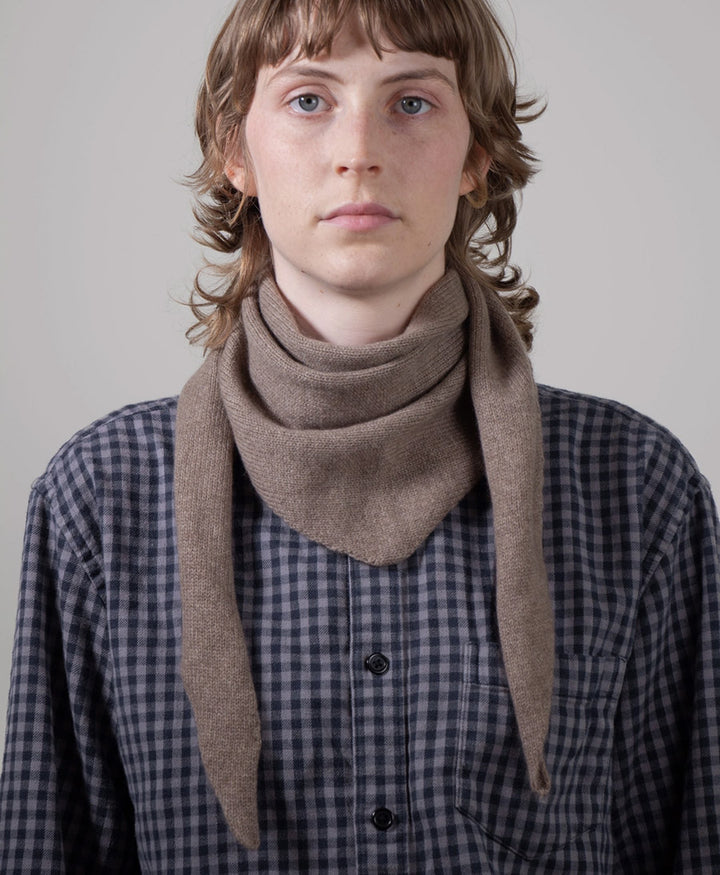 Triangel-Strickschal / Bandana aus Kaschmir - Taupe