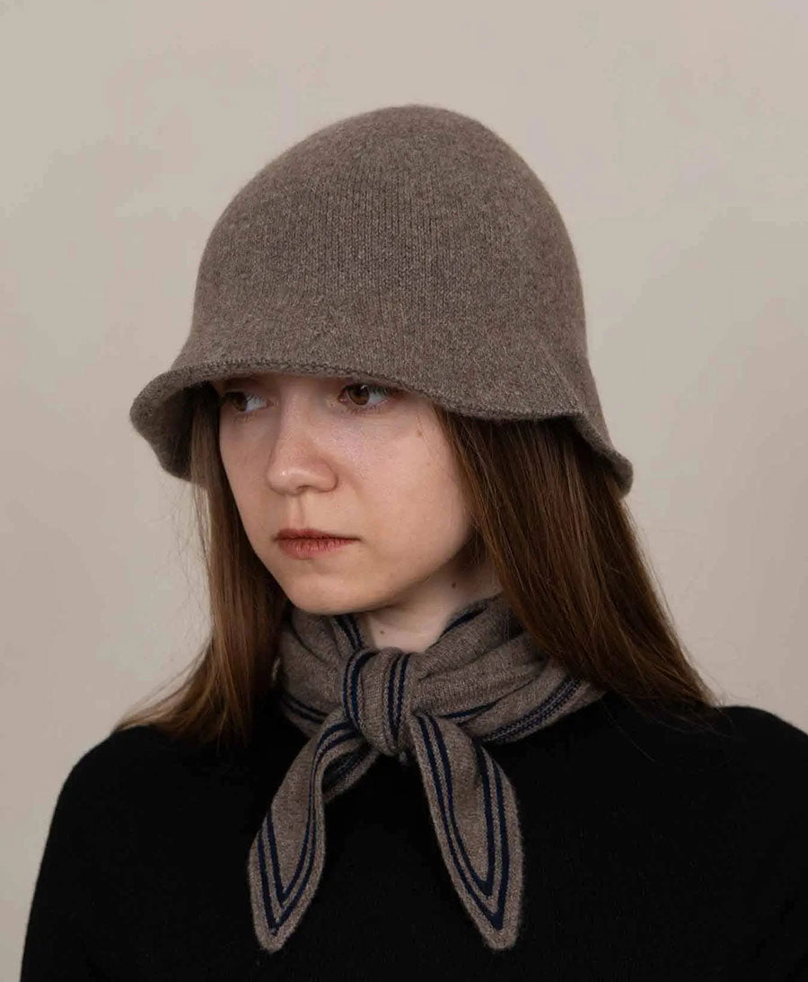 Bucket Hat aus Kaschmir - Dunkles Taupe