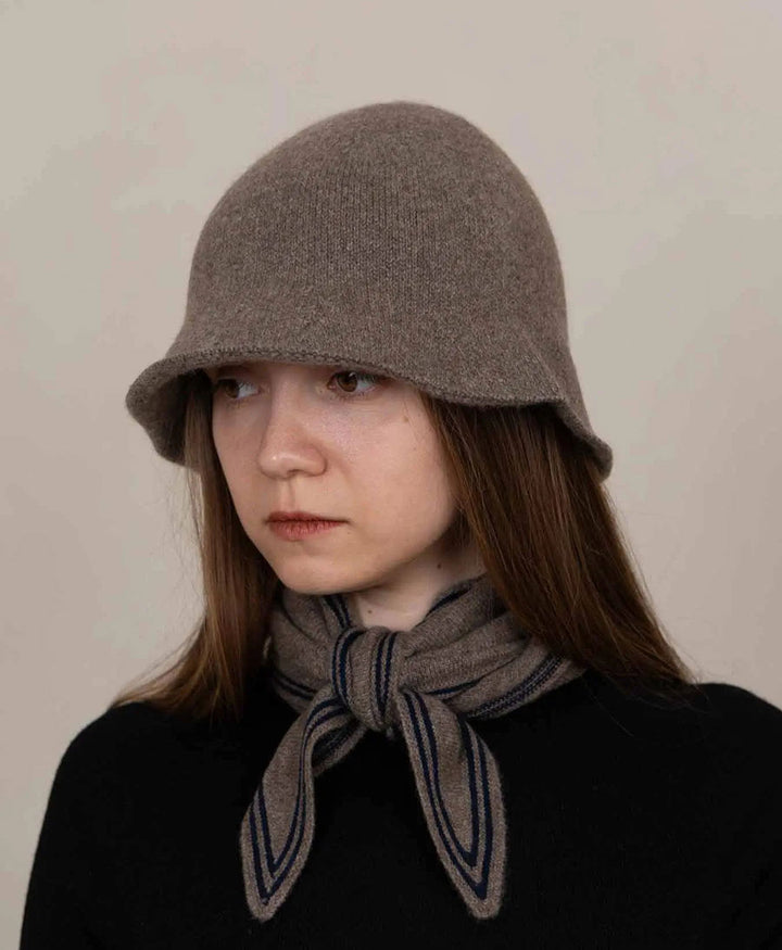 Bucket Hat aus Kaschmir - Dunkles Taupe