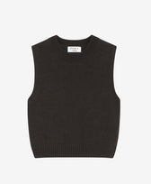 Stricktop Mock Neck Tank Kaschmir/Seide Pura in Dunkelbraun