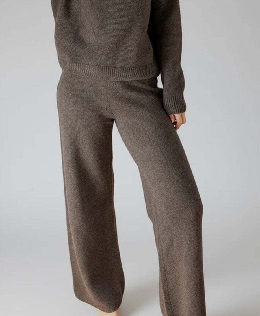 Strickhose - Wide Leg Pants - Kaschmir/Seide - Dunkelbraun