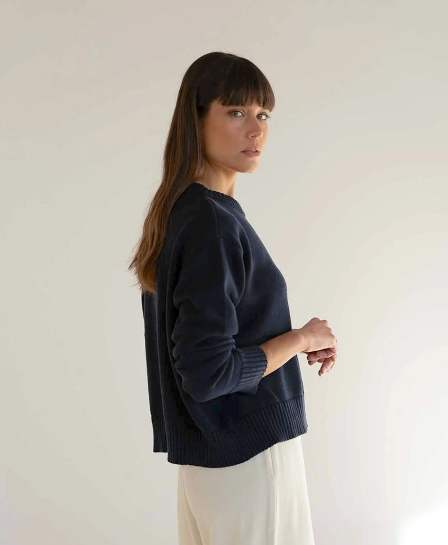Strickpullover Claudia aus Baumwolle - Navy
