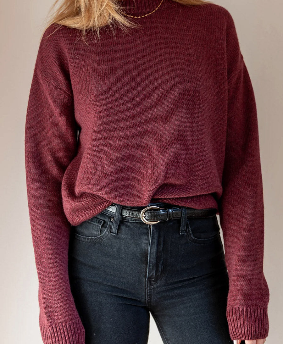 Strickpullover - Crewneck Sweater - Kaschmir/Seide - Burgundy