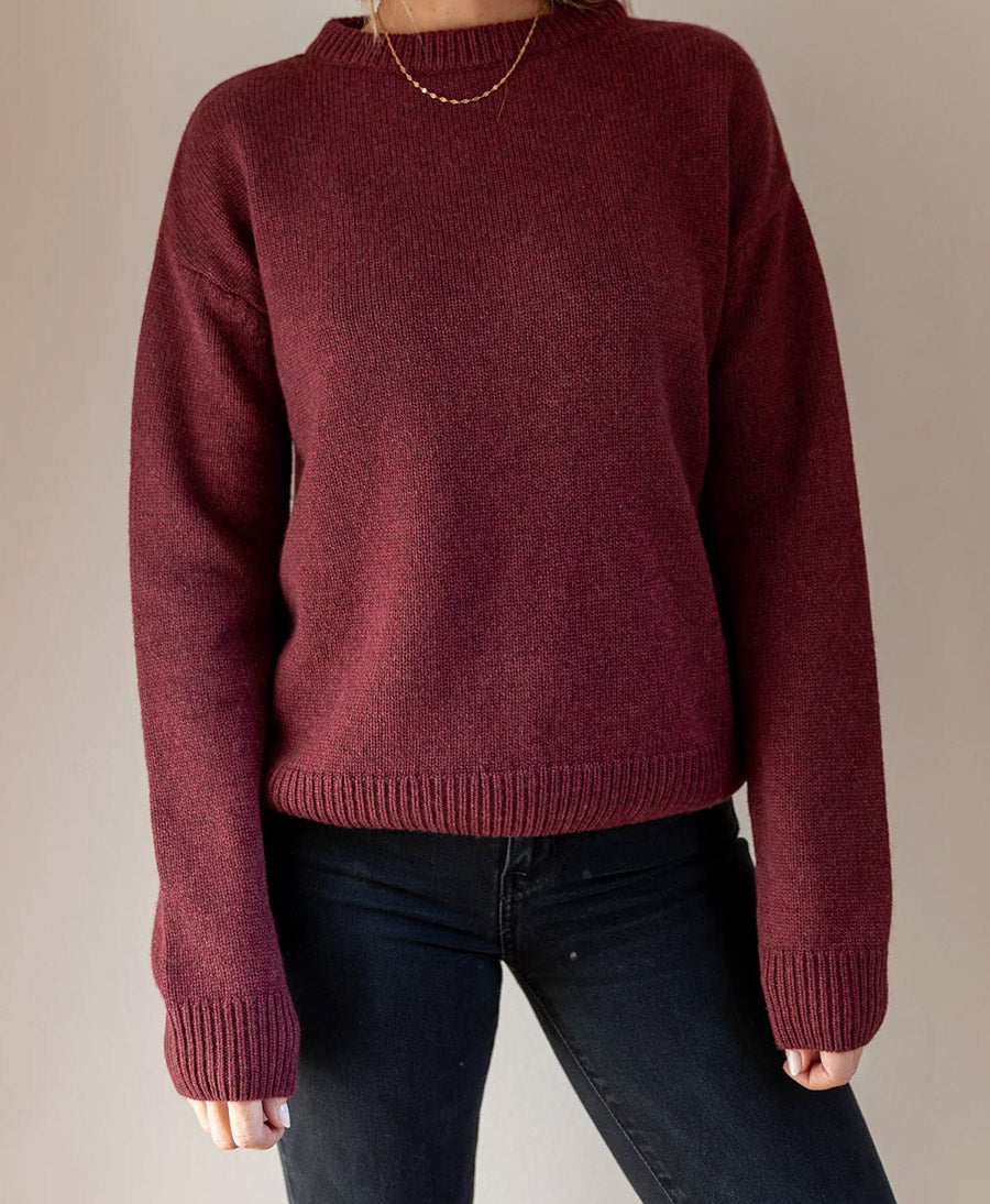 Strickpullover - Crewneck Sweater - Kaschmir/Seide - Burgundy