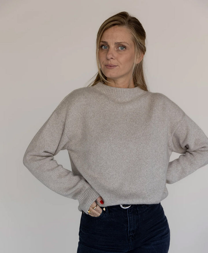 Strickpullover - Crewneck Sweater - Kaschmir/Seide - Greige