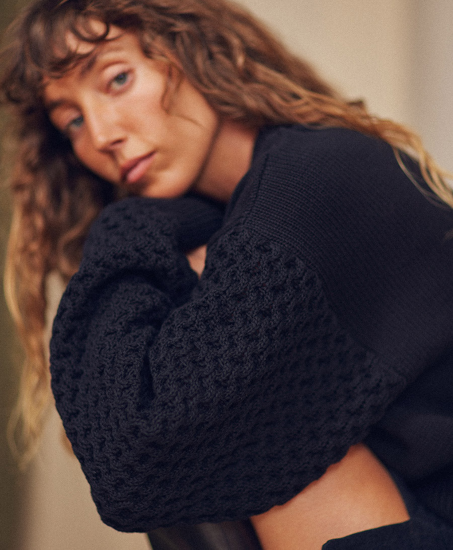 Strickpullover aus Bio-Baumwolle - Schwarz