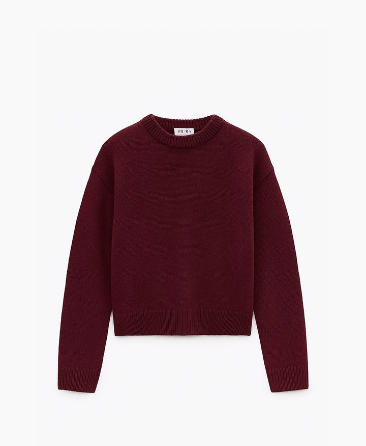 Strickpullover - Crewneck Sweater - Kaschmir/Seide - Burgundy