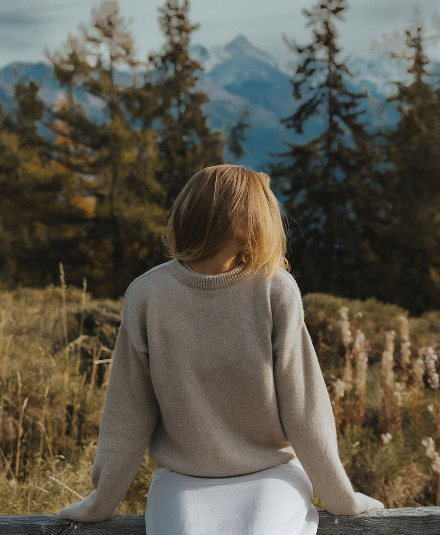 Strickpullover - Crewneck Sweater - Kaschmir/Seide - Greige