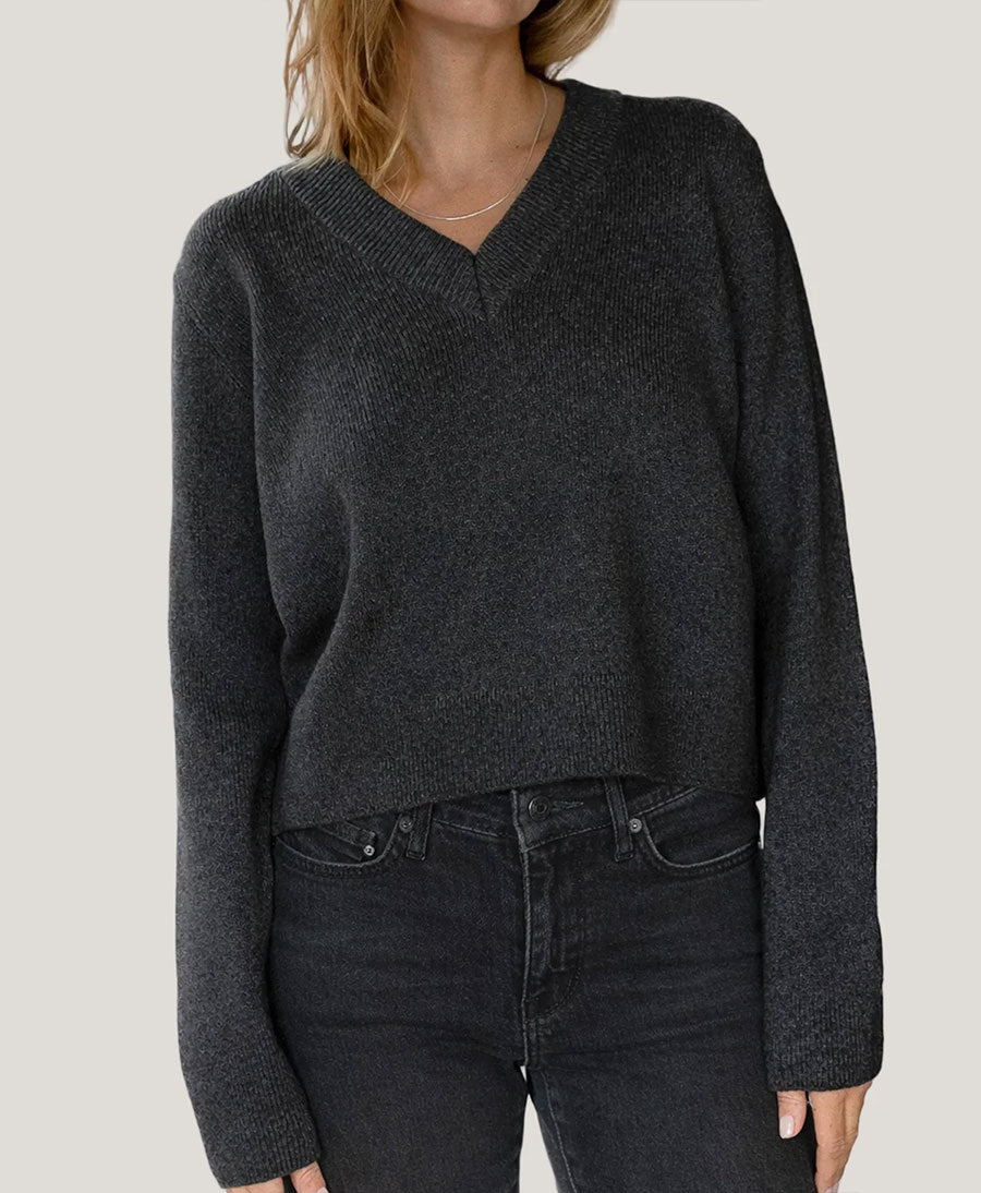 Strickpullover - Lola V-Neck Sweater - Anthrazit