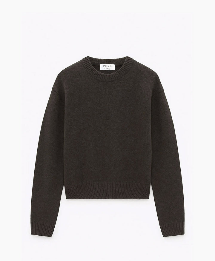 Strickpullover - Crewneck Sweater - Kaschmir/Seide - Dunkelbraun