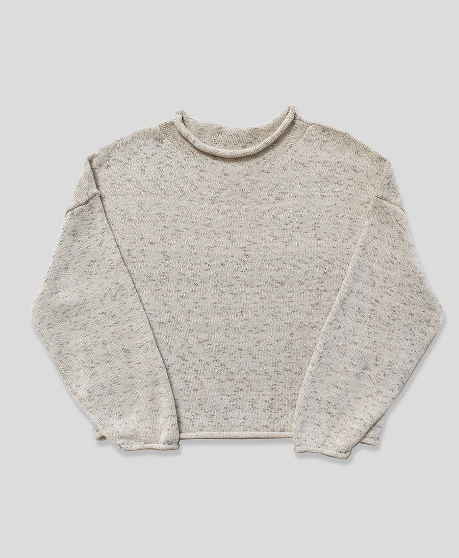 Strickpullover Speckle Cream Rolled Sweater