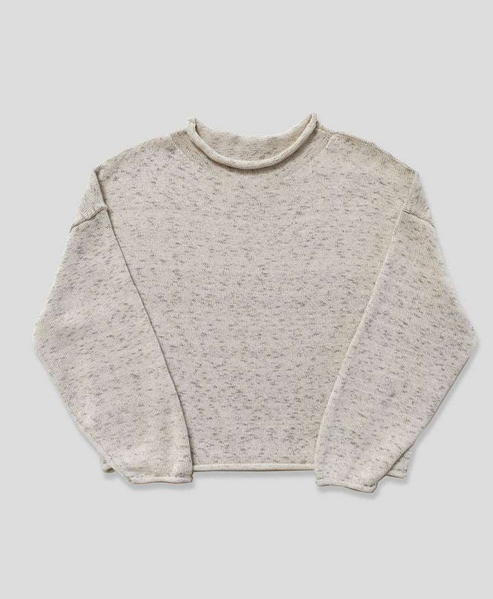 Strickpullover Speckle Cream Rolled Sweater
